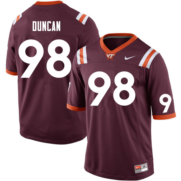 Men #98 Cody Duncan Virginia Tech Hokies College Football Jerseys Sale-Maroon